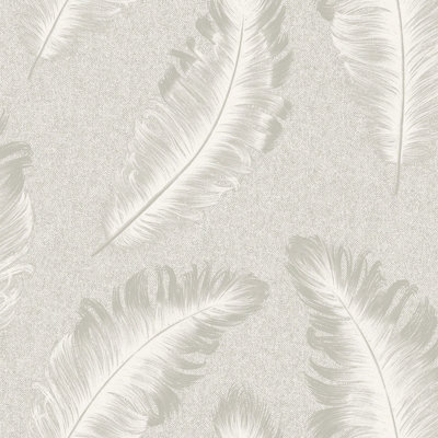 Belgravia Décor Glitter Feather Silver Textured Wallpaper