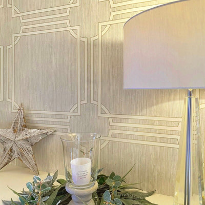 Belgravia Décor Grasscloth Geometric Cream Textured Wallpaper