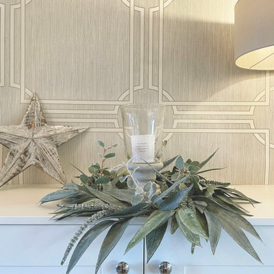 Belgravia Décor Grasscloth Geometric Cream Textured Wallpaper