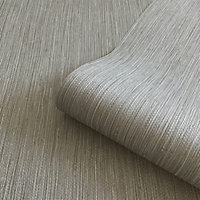 Belgravia Décor Grasscloth Silver Linen Textured Wallpaper