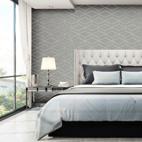 Belgravia Décor Luciano Geometric Grey Textured Wallpaper