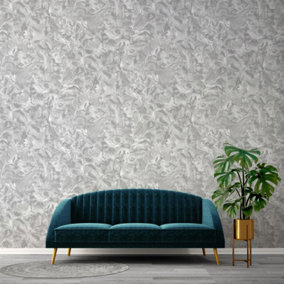 Belgravia Décor Lusso Gliltter Marble Silver Textured Wallpaper