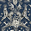Belgravia Décor Menagerie Tiger Navy Smooth Wallpaper