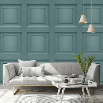 Belgravia D�écor Oliana Panel Teal Smooth Wallpaper