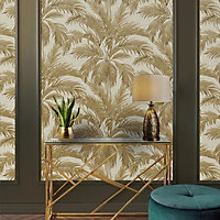 Belgravia Décor Palm Tree Gold Textured Wallpaper
