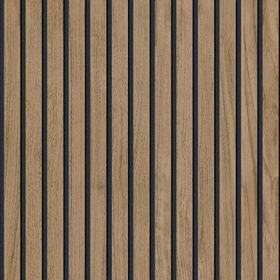 Belgravia Décor Panacea Wood Slat Walnut Smooth Wallpaper