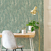 Belgravia Décor Retreat Green Distressed Textured Wallpaper