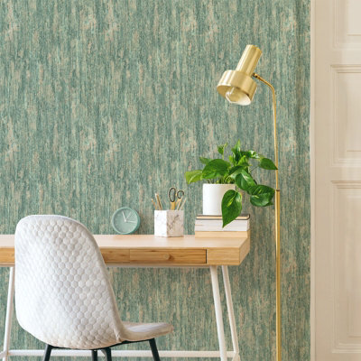 Belgravia Décor Retreat Green Distressed Textured Wallpaper