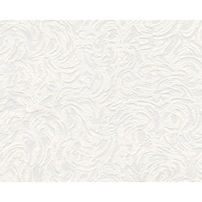 Belgravia Décor Swirl Blown White Paintable Textured Wallpaper