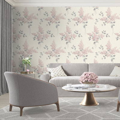 Belgravia Décor Tiffany Fiore Flower Pink Textured Wallpaper Diy At Bandq