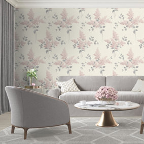 Belgravia Décor Tiffany Fiore Flower Pink Textured Wallpaper