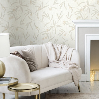 Belgravia Décor Tiffany Flower White/Cream Wallpaper