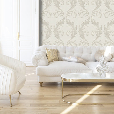 Belgravia Décor Tiffany Scroll Cream Textured Wallpaper