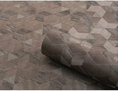 Belgravia Décor Verdi 3D Geometric Cube Brown Wallpaper - GB 7331