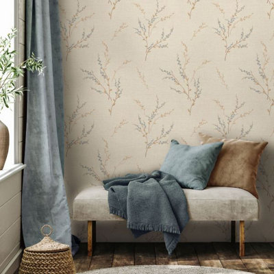 Belgravia Decor Carmella Textured Floral Wallpaper Blue (7156) | DIY at B&Q