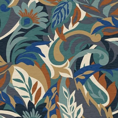 Belgravia Decor Casa Palm Leaf Blue Decorative Luxury Wallpaper C5903