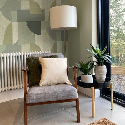 Belgravia Decor Ceruti Geometric Wallpaper Green