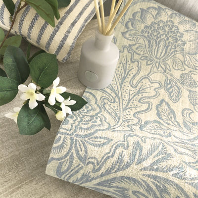 Belgravia Decor Giovanna Trail Textured Wallpaper Blue/Cream | DIY