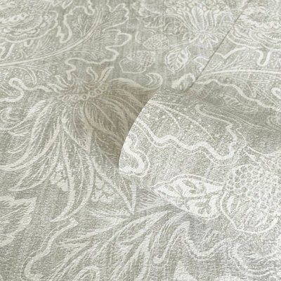 Belgravia Decor Giovanna Trail Textured Wallpaper Grey
