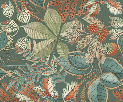 Belgravia Eden Floral Leaf Wallpaper Green 3781