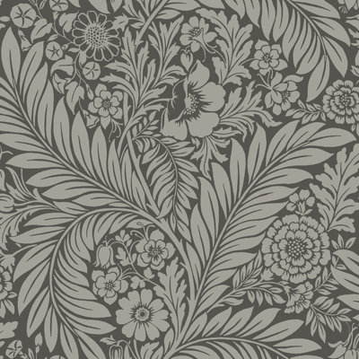 Belgravia Florence Floral Wallpaper Charcoal 724