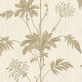 Belgravia Grassclth Floral Leaf Heavyweight Textured Vinyl Wallpaper Natural 2913
