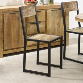 Belgravia Industrial Metal & Wood Dining Chair (Pack Of 2)