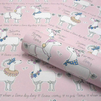 Belgravia Llama Rama Cartoon Blush Pink Childrens Bedroom Nursery Wallpaper 9731