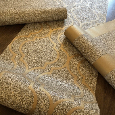 Belgravia Massima Trellis Gold Wallpaper | DIY at B&Q