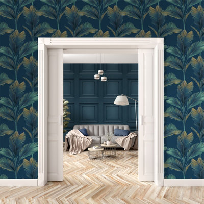 Belgravia Oliana Panel Blue Wallpaper 8491