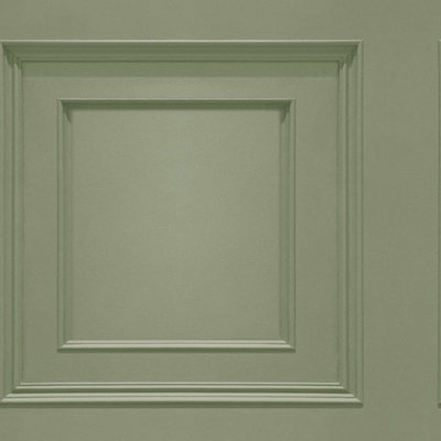 Belgravia Oliana Wood Panel Sage Green Wallpaper Modern Stylish Feature Wall