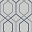 Belgravia Oria Geometric Textured Wallpaper Blue 6733