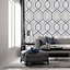 Belgravia Oria Geometric Textured Wallpaper Blue 6733