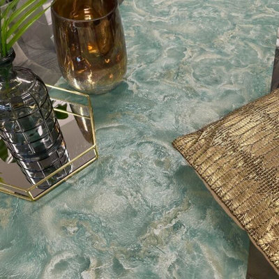 Belgravia Palazzo Decor Marble Textured Teal Metallic Wallpaper P1692 - Textured Marble Home Decor