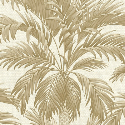 Belgravia Palm Tree Gold Luxury Heavyweight Vinyl Wallpaper Modern Contemporary