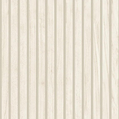 Belgravia Panacea Wood Slat Cream Wallpaper Modern Contemporary Feature Wall