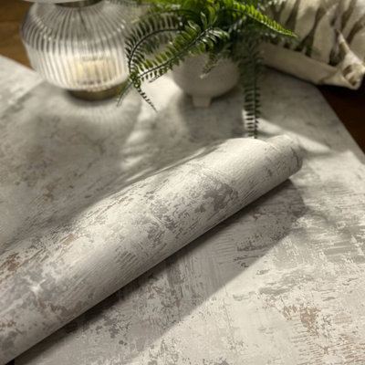 Belgravia Plaster Concrete Luxury Cream Metallic Wallpaper 2315