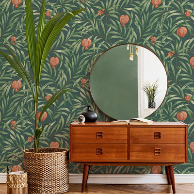 Belgravia Pomegranate Wallpaper Green