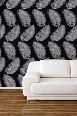 Belgravia Royal Palm Leaf Pattern Floral Motif Glitter Textured Wallpaper 57003