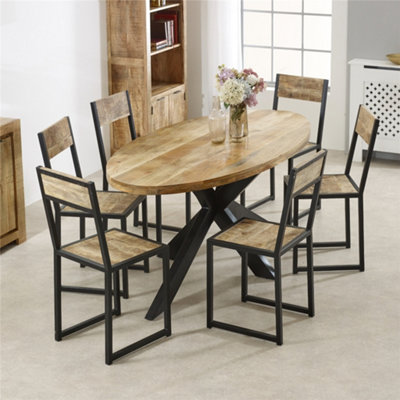 Belgravia Solid Wood & Metal Oval Dining Table 6-8 Seater