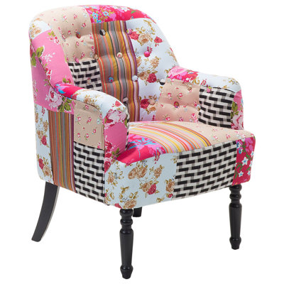 Beliani Boho Armchair Pink MANDAL