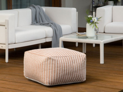 Beliani Boho Outdoor Pouffe Brown ZAHRI