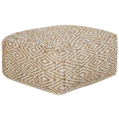 Beliani Boho Pouffe Beige and White MASKI