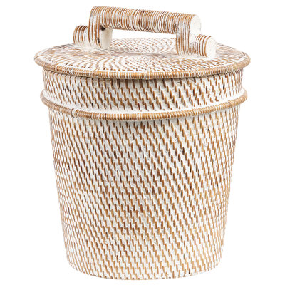 Beliani Boho Rattan Basket White BARUMUN