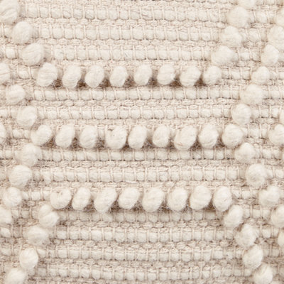 Beliani Boho Wool Pouffe Beige CHOIM - 5
