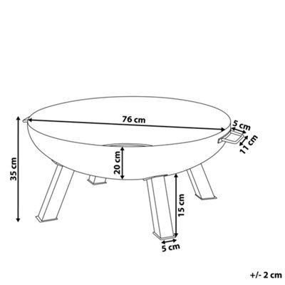 Beliani Charcoal Fire Pit Black SEMPU - 3