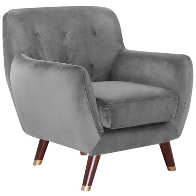 Beliani Glam Armchair BODO Velvet Grey