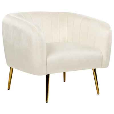 Beliani Glam Armchair LACONIA Velvet Cream