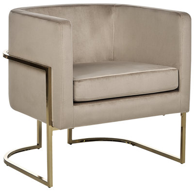 Beliani Glam Armchair SIRKKA Velvet Taupe