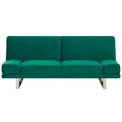 Beliani Glam Sofa Bed YORK Green Velvet